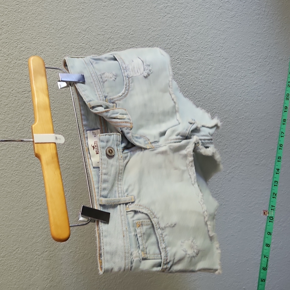 Hollister Denim Short, Cut Off Jean Shorts, Light Wash, w27